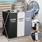 New Dirty Clothes Hamper Basket Sorter 3 Sections Folding Laundry Basket