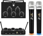 Portable Karaoke Microphone Mixer System Set With Dual Uhf Wireless Mic  3 5mm 