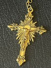Blue Green Metallic Rosary Gold Metal Crucifix Byzantine Virgin Mary Medal