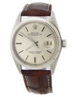 Mens Rolex Datejust 1601 Stainless Steel 18k White Gold Watch Silver Dial Brown
