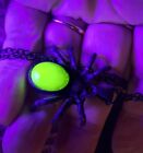 Black Vaseline Uranium Glass Pendant Necklace Spider
