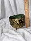 Vtg Brass Claw Footed Embossed Planter Pot Roses England 6  D