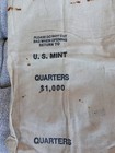 2 Vintage U s  Mint Bank Canvas  Coin Money Bags  1 000 Quarters    50 Cents
