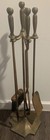 Vintage Mid Century Modern Long Handle Seymour Fire Place Tools Brass Set 4pc