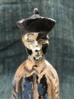 Vtg Weathered  Hand-painted Chinese Wood Scholar Figure  9 X 3 X 3 Inches