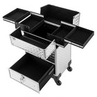 Rolling Makeup Train Case Professional Cosmetic Trolley Makeup Storage Organizer