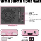 Vinyl Record Player 3 Speed Bluetooth Suitcase Portable Belt-driven Turntable