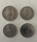 4 Different India 2 Rupees Coins All Old Coins