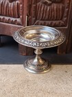 Sterling Silver Repousse Pedestal Compote Leaf Scroll Rim Unweighted 119g 5 8in