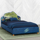 Children Toddler Upholstered Bed Twin Dinosaur Kids Boys Girls Bedroom Comfort
