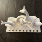 Zambian Giraffes Menorah White Ceramic Candle Holder Hanukkah Decor Minimalist 