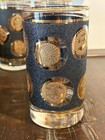 Vintage  1960   s  Classic Mid-century  Libbey  Gold Coin Barware Set  16 Pieces 