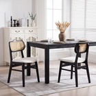 Rattan Dining Chairs Farmhouse Room Kitchen Sidechairs With Wood Frame set Of 2 