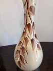 Pair Of Vintage Mid Century Modern Ceramic Lamps Hand Painted Brown Leaves