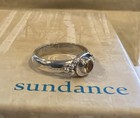 Sundance Catalog Sterling Silver Side Detail Round Stone Citrine Ring  Size 7