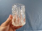 Lot Of 4 Clear Glass Diamond Quilt Votive Candle Holders W  Beaded Edge