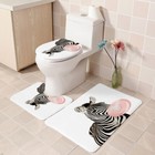 Zebras Shower Curtain Set Bathroom Small Rug Anti-slip Floor Mat Toilet Cover
