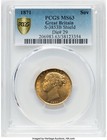 Great Britain  1871 Victoria 1871 Sovereign  Pcgs Ms 63  8 767 000 Mintage