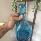 Vintage Blenko Crackle Glass Teardrop Decanter Bottle With Stopper  Decorative
