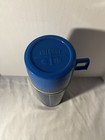 Vtg 1974 King Seeley Thermos  2410 Blue Retro Block Design Cap   Lid Mcm Usa