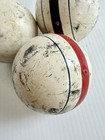 3 Vintage 3 5  Croquet Balls White With Stripes  Green  Red  Brown
