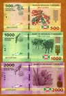 Set Burundi  500-1000-2000 Francs  2018-2023  P-new  Unc