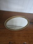 Vintage Oval Mirrored Perfume vanity Tray   Floral Design Brass Edge 