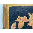 Vintage Large Wood Tray W  Handles   Oak Tree Leaves Black Painted 18  X 13 