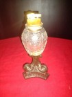 Antique Cut Crystal Glass Ashtray And Lighter Set With Brass Base