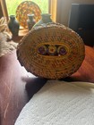 Vtg Colorful Hand Woven Coiled Pine Needle Oval Basket Multicolor 12 5 Length