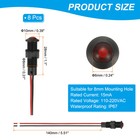 8mm Red Signal Indicator Lights  8 Pack Ac dc 110-220v  Black