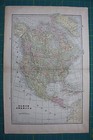 North America Eastern Hemisphere Vintage Original 1899 Cram s World Atlas Map
