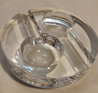 Vintage Clear Heavy 4 Lb 6  Round Glass Old Double Pipe Stand Or Cigar Ashtray