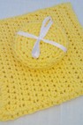 Yellow Crochet Cotton Bath Set - Washcloth Scrubbie Makeup Remover Handmade
