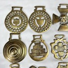 Brass Horse Medallion Lot Of 16 Antique To Vintage Wheat Crescent Camel Heart