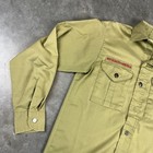 Boy Scout Of America Shirt Youth Medium Green Distressed Faded Missing Button
