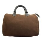 Vintage 90s 00s Large Soft Suede Leather Handbag Duffle Bag Doctor Travel Brown