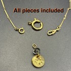 Vintage 12k Gold Filled Watch Chain Fob Necklace  Dog Clip victorian Deer Button