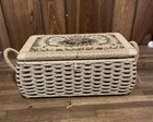 Tapestry Top Sewing Box Vintage  Floral Designed  Full Of Vtg  Sewing Supplies  