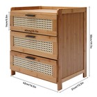 Bamboo Wood Bedside Table End Table 3 Sliding Drawers Nightstand Storage Cabinet