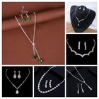 Fashionable Necklace Earring Set Crystal In Silver For Wedding  Prom  Pageant