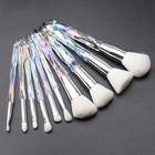 Makeup Brushes Crystal Handle Set   10 Pcs Crystal Transparent Handle Kabuki Pow