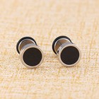 Stainless Steel Round Black Drip Stud Earrings Men Modern Punk Jewelry