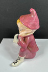 Vintage Pixie Elf Contemplating Wearing Burgundy Outfit Porcelain Figurine