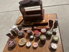  vtg  Hand Made Shoe Shine Wooden Stand   50 Accessories  Star Brush