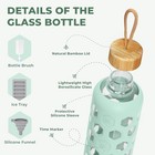 32 Oz Glass Water Bottle With Bamboo Lid  Reusable Clear Drinking Bottles With S