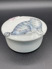 Vintage Kitty Cat Pink Bow Porcelain Trinket Box Japan