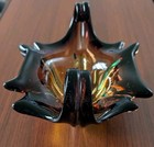 Vintage Sommerso Art Glass Bowl Amethyst Amber Mid-century Modern Ashtray Mcm