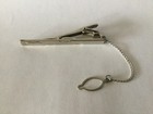 Silver Tone Vintage Tie Bar Clip W  Rhinestone   Button Hook