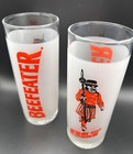 Vintage Beefeater Gin Lime   Tonic Frosted Glasses Blt Slender Pair Of Glasses